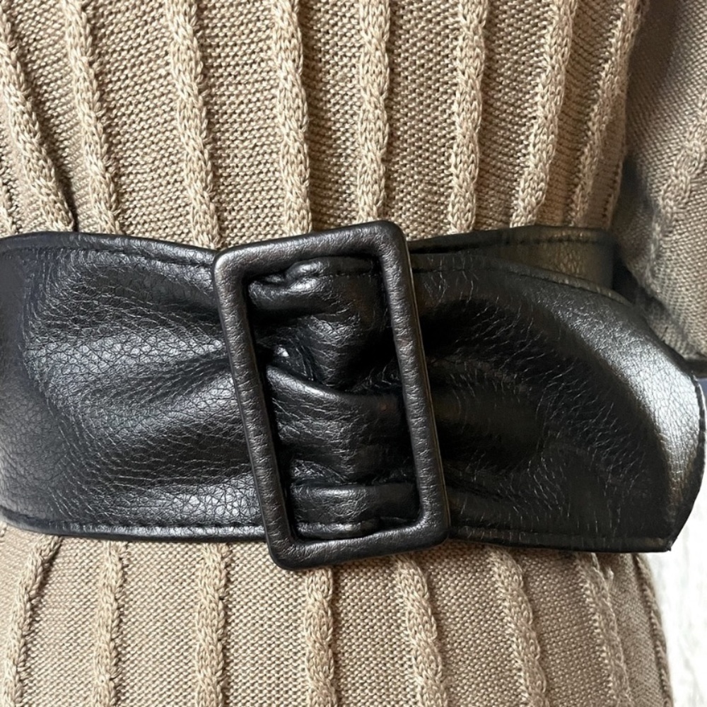Faux black wide leather belt corset waist cincher